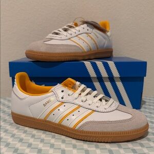 Adidas Samba OG White and Gold Youth Sneakers